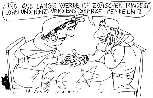 Cartoon: Zukunft (medium) by Jan Tomaschoff tagged mindestlohn,zuverdienst