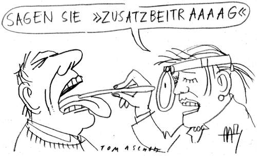 Cartoon: Zusatzbeitrag (medium) by Jan Tomaschoff tagged gesundheitsreform,patienten,krankenkassen