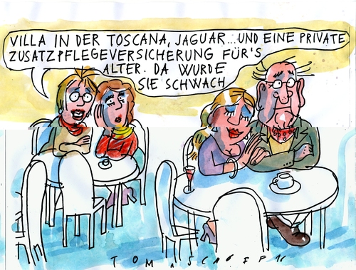 Cartoon: Zusatzpflegeversicherung (medium) by Jan Tomaschoff tagged zusatzpflegeversicherung,zusatzpflegeversicherung,gesundheit,versicherung