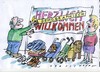Cartoon: demografisch willkommen (small) by Jan Tomaschoff tagged alter,demografie,migration