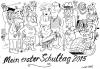 Cartoon: Erster Schultag (small) by Jan Tomaschoff tagged schultag,schule,einschulung,generation,alter,zukunft,rentner,senioren,jugend,gesellschaft,kind