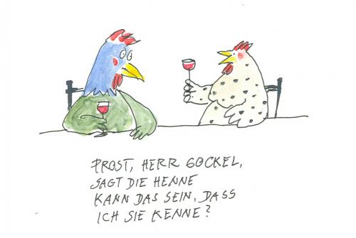 Cartoon: Anmache (medium) by nele andresen tagged kneipe,hühner