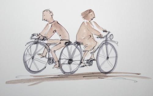 Cartoon: old couple (medium) by nele andresen tagged tandem,ehe,