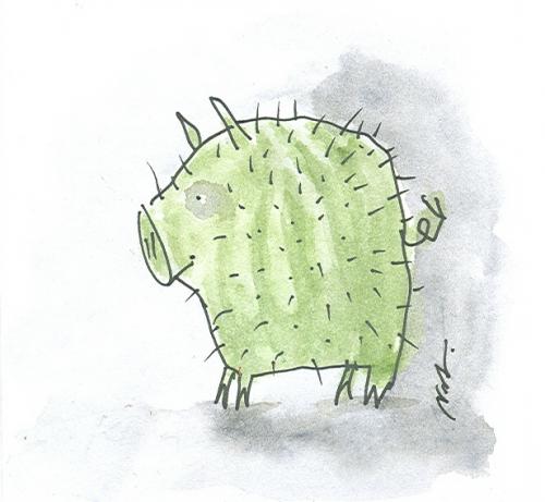 Cartoon: Stachelschwein (medium) by nele andresen tagged schwein,kaktus,stachlig