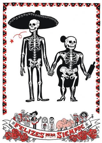 Cartoon: felizes para siempre (medium) by stevz tagged skull,calavera,marriage,wedding,poster,silk,stevz