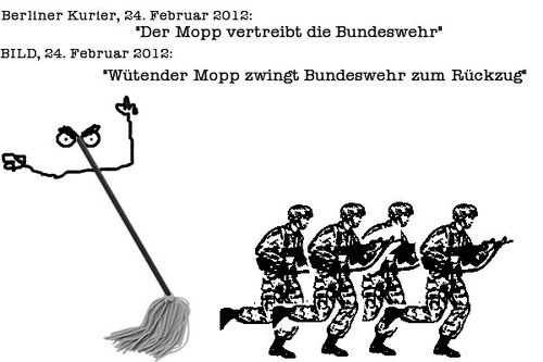 Cartoon: Der wütende Mopp (medium) by Eine Zeitung tagged afghanistan,bundeswehr,mopp,mob