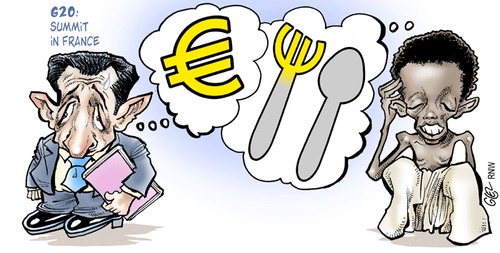 Cartoon: G20 Summit (medium) by Damien Glez tagged g20,europe,africa,faim,hunger