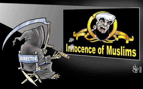 Cartoon: Innocence (medium) by Damien Glez tagged innocence,muslims,islam,muhammad,movie