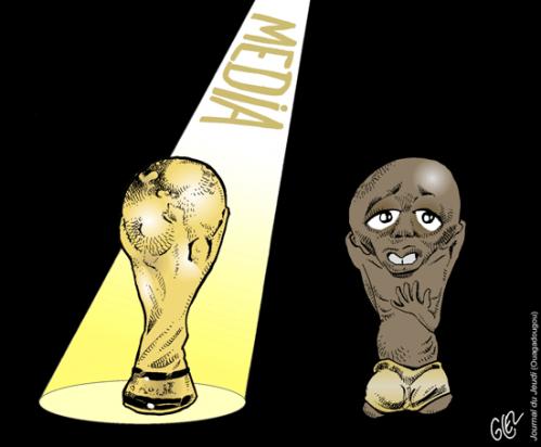 Cartoon: Mundial (medium) by Damien Glez tagged football,soccer,mundial,championship,south,africa,2010,poverty,starving,media