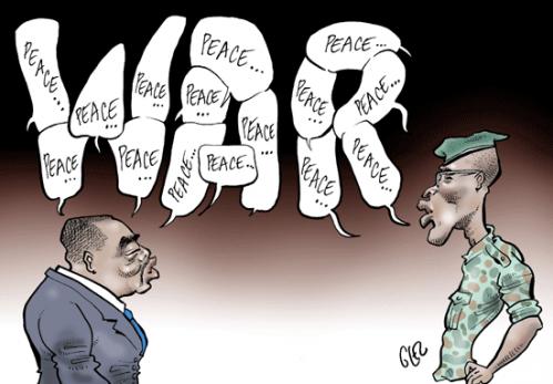 Cartoon: RDC (medium) by Damien Glez tagged rassemblement,democratique,centrafricain,rdc,peace,war