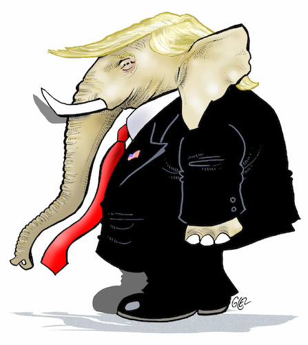 Cartoon: Republican Donald Trump (medium) by Damien Glez tagged republican,donald,trump,elephant,republican,donald,trump,elephant
