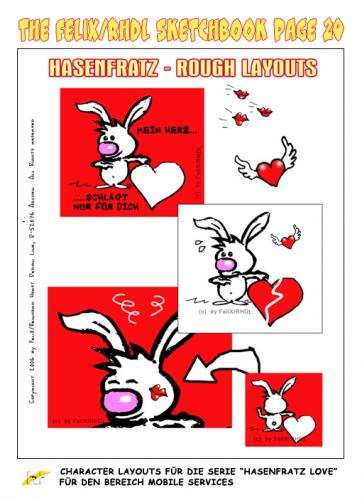 Cartoon: Cartoonfigur Hasenfratz (medium) by FeliXfromAC tagged nice,animals,tiere,tier,logos,stockart,sympathiefiguren,mascots,wallpapers,characters,characterdesign,figuren,whimsical,felix,alias,reinhard,horst,design,line,hase,rabbit,hare,red,love,verliebt,herz
