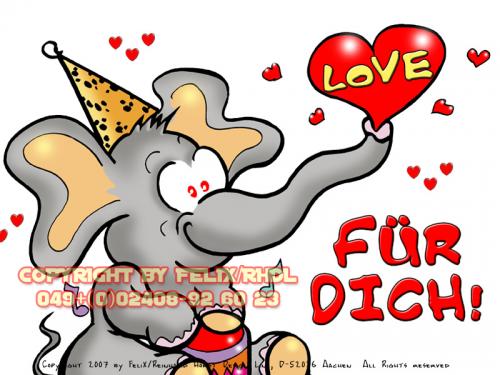 Cartoon: Für Dich! (medium) by FeliXfromAC tagged charakter,model,sheet,felix,alias,reinhard,horst,aachen,elefant,elephant,happy,birthday,mascot,sympathiefigur,design,line,layout,entwurf,rot,red,comic,cartoon,illustration,heart,herz,love,liebe