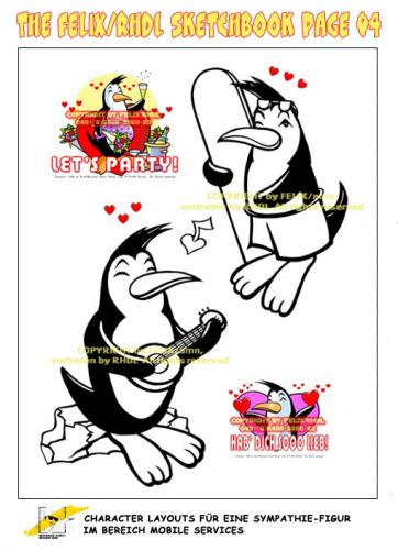 Cartoon: Mascot - Sympathiefigur Pingoo (medium) by FeliXfromAC tagged nice,animals,tiere,tier,logos,sympathiefiguren,mascots,wallpapers,characters,characterdesign,figuren,hey,melde,dich,whimsical,felix,alias,design,line,red,love,herzen,beziehung,aachen,pinguin,penguine,greeting,card,surf,surfen