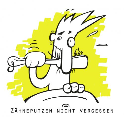 Cartoon: Die Zaehne nicht vergessen. (medium) by Jo Drathjer tagged brushing,toothbrush,ehehygiene,zaehneputzen,hygiene,mund,waschbecken,badezimmer,zahnbürste,zähne,teeth,confused,bürste