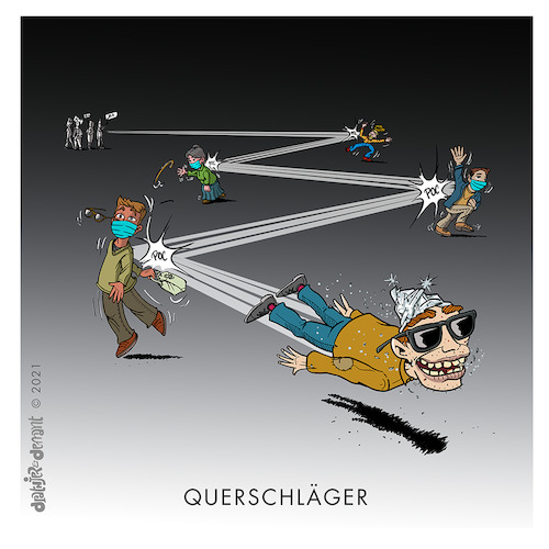 Cartoon: Querschläger (medium) by Jo Drathjer tagged querdenker,querschläger,corona,covid19,pandemie,pandemic,freiheit
