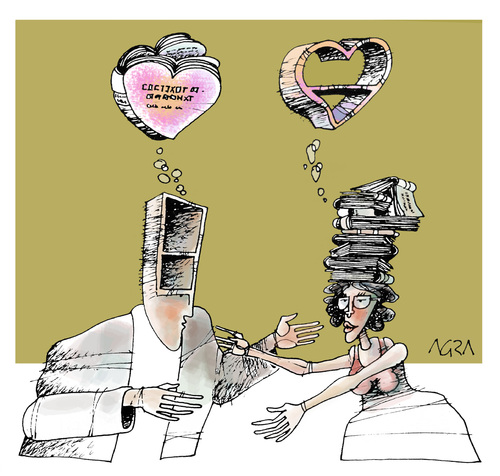 Cartoon: Complementation (medium) by AGRA tagged books,girlfriend,couple,love