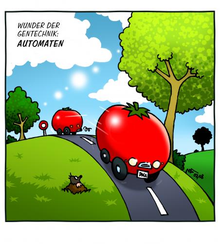 Cartoon: Automaten (medium) by volkertoons tagged cartoons,volkertoons,auto,tomate,automaten,cars,tomatoes,cartomatoes,albern,kalauer,gentechnik,genmanipulation,maulwurf,mole,humor,natur,nature,unnatural,genetik,biologie,entwicklung,fortschritt,technik,evolution,gene,gentechnik,mutation,auto,automaten,automat,kalauer,genmanipulation,natur,manipulation,gemüse,verkehr,technologie,öko,bio,ökologie