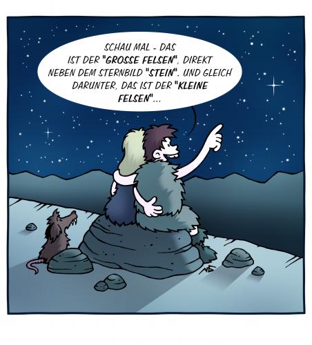 Cartoon: Steinbilder (medium) by volkertoons tagged steinzeit,steine,himmel,sternenhimmel,stone,age,love,liebe,romance,romantik,sternbilder,cartoon,volkertoons