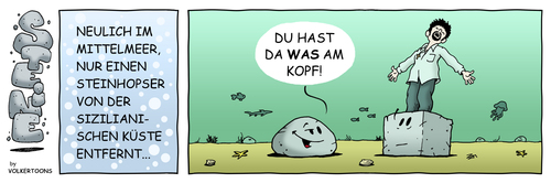 Cartoon: STEINE - Was am Kopf (medium) by volkertoons tagged comic,stones,stone,steine,funny,lustig,humor,volkertoons,cartoon,strip