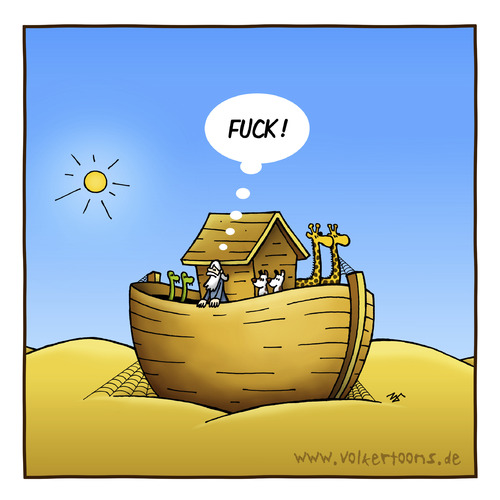 Cartoon: Wettervorhersage (medium) by volkertoons tagged volkertoons,cartoon,humor,lustig,fun,funny,bibel,bible,noah,arche,arch,sintflut,wetter,weather,tiere,animals,schiff,ship,wüste,desert,trockenheit,dürre,wettervorhersage,sonne,sun,arche noah,religion,bibel,schiff,tiere,wüste,wetter,klima,klimawandel,globale erwärmung,arche,noah,globale,erwärmung