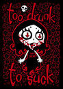 Cartoon: Too Drunk To Suck (small) by volkertoons tagged volkertoons,nosfera,vampir,vampire,vampires,vampiress,vicious,böse,vampöse,evil,bad,blut,blood,fangs,mädchen,girl,punk,rock,dead,kennedys,alkohol,alcohol,drink,drunk