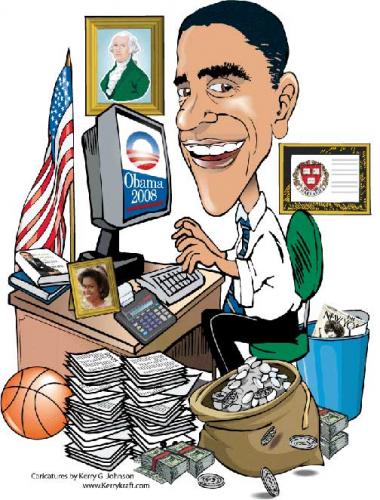Cartoon: Pres. Barack Obama working it! (medium) by caricaturekerry tagged president,barack,obama,kerry,johnson,caricature,politics,usa,political