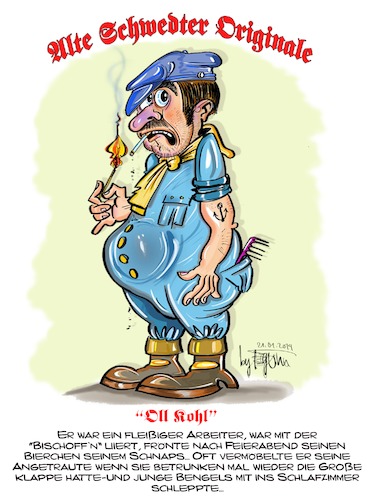 Cartoon: Oll Kohl (medium) by cartoonist_egon tagged oll,koh,bischoffn,schwedt,uckermark