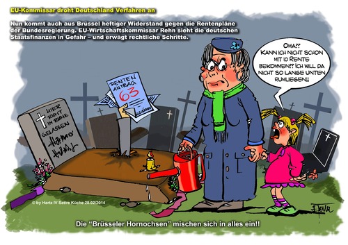 Cartoon: Rente mit 63   EU Rebellion (medium) by cartoonist_egon tagged eu,politik,rente,soziales