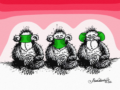 Cartoon: 3 Monkeys (medium) by halisdokgoz tagged monkeys