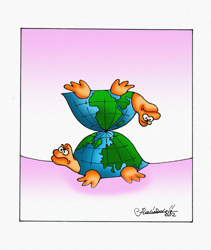 Cartoon: Turtle or World (medium) by halisdokgoz tagged turtle,or,world