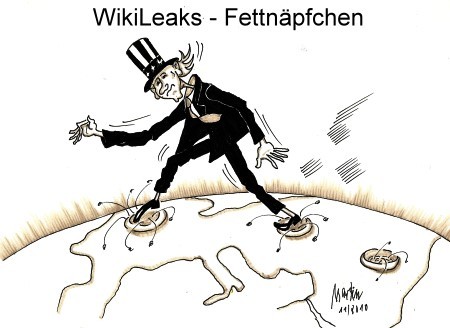Cartoon: WikiLeaks-Fettnäpfchen (medium) by quadenulle tagged cartoon