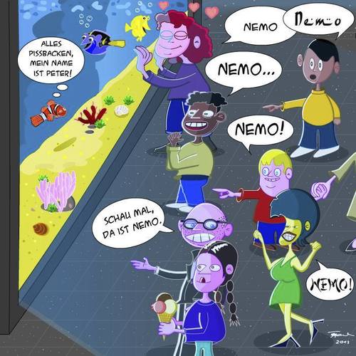 Cartoon: Findet Nemo (medium) by Tricomix tagged pixar,nemo,fisch,zoo,name,kinder,peter,film