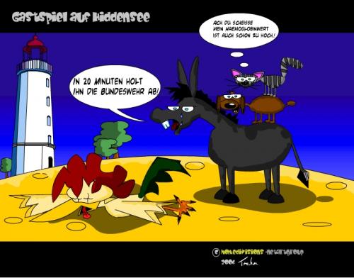 Cartoon: Gastspiel auf Hiddensee (medium) by Tricomix tagged vogelgrippe,bremer,stadtmusikanten,hiddensee,insel,grippe,krankheit