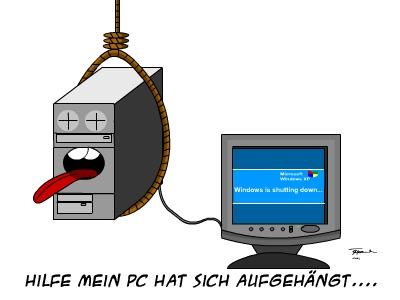 Cartoon: PC Probleme (medium) by Tricomix tagged pc,windows,probleme,rechner,monitor,strick