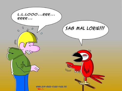 Cartoon: Sprachprobleme (medium) by Tricomix tagged sprachprobleme,sprechen,papagei,schüler,stottern