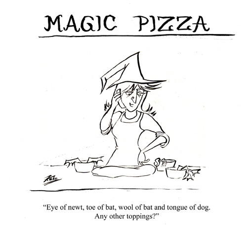 Cartoon: Mystic Pizza (medium) by pinkhalf tagged pizza,witch,cartoon,food,halloween