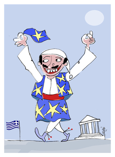Cartoon: Der große Grieche (medium) by Hayati tagged akropolis,tanz,wirtschaftskrise,yunanistan,greek,greece,griechenland,hayati,boyacioglu,griechenland,wirtschaftskrise