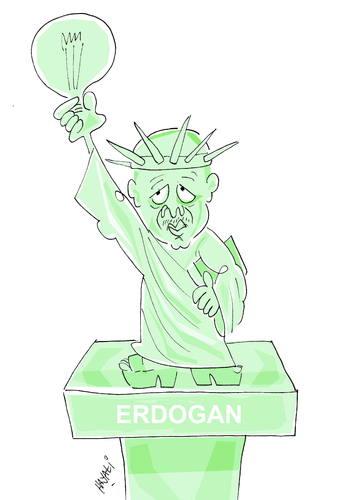 Cartoon: ERDOGAN (medium) by Hayati tagged freiheitstatu,denkmalstreit,amerika,boyacioglu,hayati,tuerkei,basbakan,erdogan,tayyip,recep