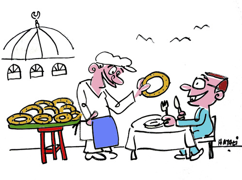 Cartoon: Gruss aus Istanbul (medium) by Hayati tagged istanbul,simit,preiswert,reise,geburtsort,eminoenue,restaurant,brezel,hayati,boyacioglu,berlin,istanbul,simit,preiswert,reise,geburtsort,eminoenue,restaurant,brezel,hayati,boyacioglu,berlin