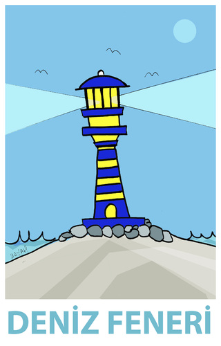Cartoon: Leuchtturm (medium) by Hayati tagged boyacioglu,hayati,fusball,futbol,manipulation,sike,fenerbahce,feneri,deniz,leuchtturm