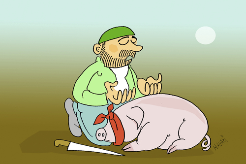Cartoon: Opferfest (medium) by Hayati tagged opferfest,schwein,schaaf,h1n1,opfer,kurban,bayram,kasap,vejetaryen,victim,incorrect,festival,swine,flu,pig,religion,humor,opferfest,schwein,h1n1,opfer,kurban,fleisch,opferung,religion,kultur,islam