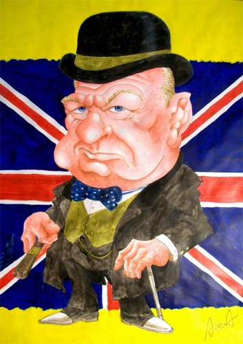 Cartoon: Winston Churchill (medium) by Arena tagged england,inglaterra,churchill,winston,caricature