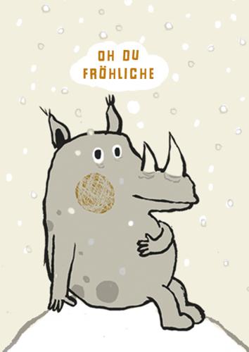 Cartoon: Oh du Fröhliche (medium) by judith tagged nashorn,rhino,animals,tiere,tierisch,winter,weihnachten