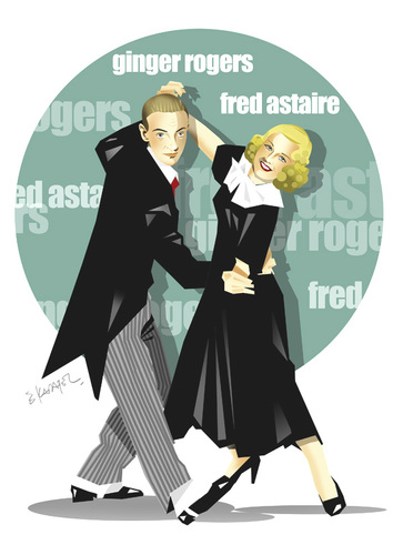 Cartoon: GINGER ROGERS-FRED ASTAIRE (medium) by donquichotte tagged dancing