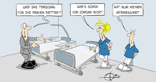 Cartoon: 20201103-FreieBetten (medium) by Marcus Gottfried tagged corona,pflegenotstand,pflege,krankenhaus,intensivstation,krankenschwester,personal,krankenhausbett,corona,pflegenotstand,pflege,krankenhaus,intensivstation,krankenschwester,personal,krankenhausbett