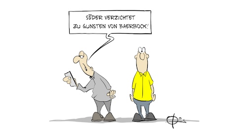 Cartoon: 20210419-SoederVerzichtet (medium) by Marcus Gottfried tagged söder,baerbock,csu,cdu,kanzlerkandidat,kanzler,laschet,verzicht,grüne,söder,baerbock,csu,cdu,kanzlerkandidat,kanzler,laschet,verzicht,grüne