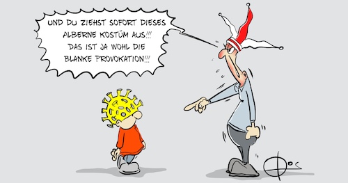 Cartoon: 20211214-CoronaKostuem (medium) by Marcus Gottfried tagged corona,covid,karneval,absage,fastnacht,infektion,corona,covid,karneval,absage,fastnacht,infektion