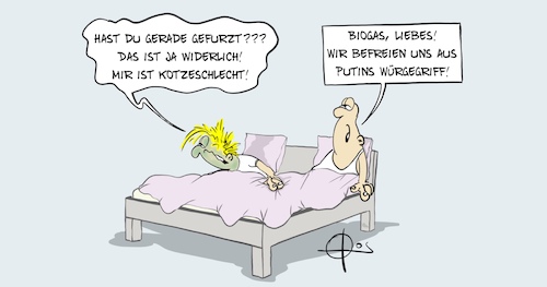 Cartoon: 20220323-Wuergegriff (medium) by Marcus Gottfried tagged pitin,gas,energie,abhängigkeit,liegerkette,ukraine,russland,furz,ehe,bett,geruch,gestank,biogas,pitin,gas,energie,abhängigkeit,liegerkette,ukraine,russland,furz,ehe,bett,geruch,gestank,biogas