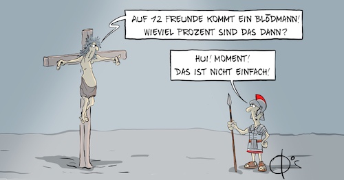 Cartoon: 20220605-Prozent (medium) by Marcus Gottfried tagged math2022,mathematik,rechnen,kreuzigung,jesus,verrat,math2022,mathematik,rechnen,kreuzigung,jesus,verrat